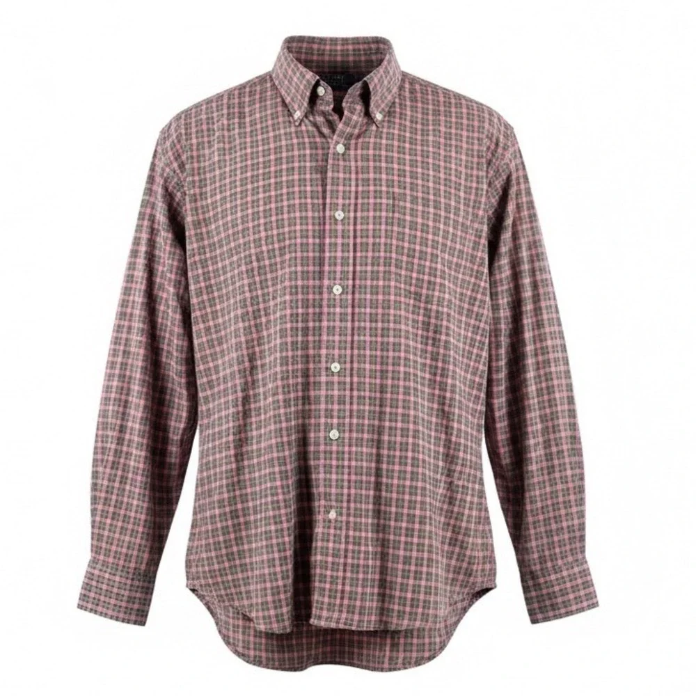 Polo Ralph Lauren Mens Large Plaid‎ Button Down Shirt Red Green Long Sleeve 3143